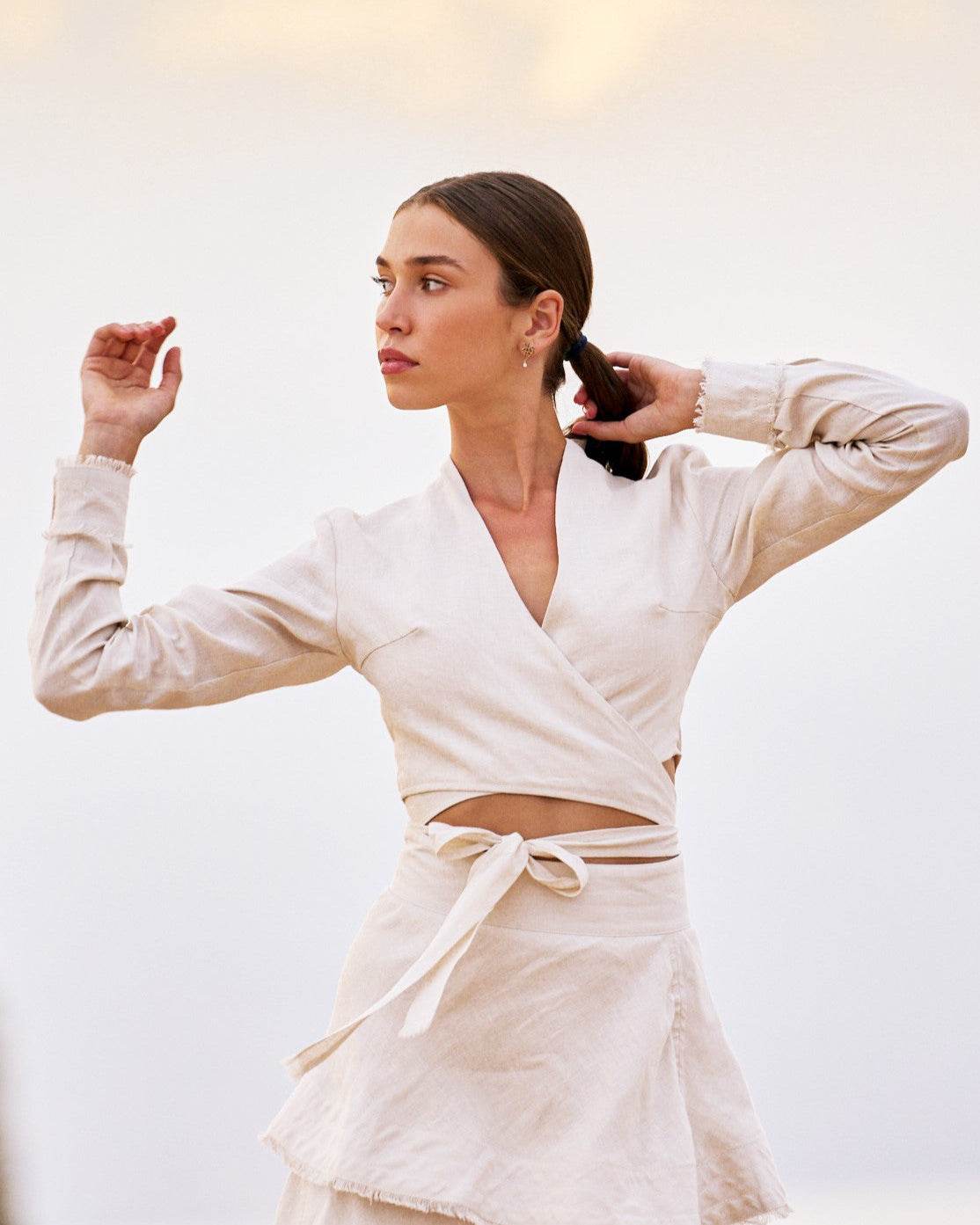 KOUFONISIA Linen Wrap Blouse - KERSY STRAUSS