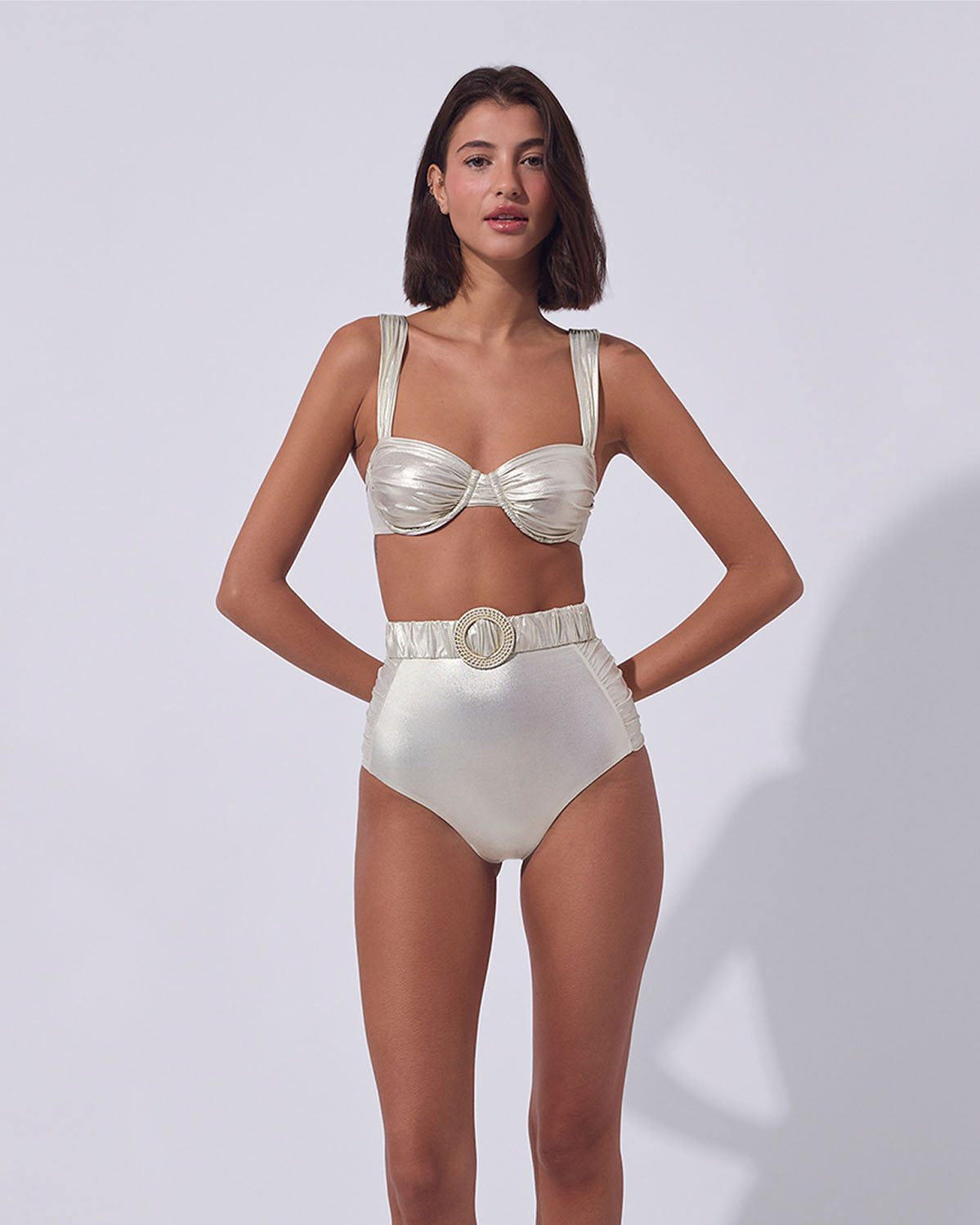 High waist metallic bikini bottom